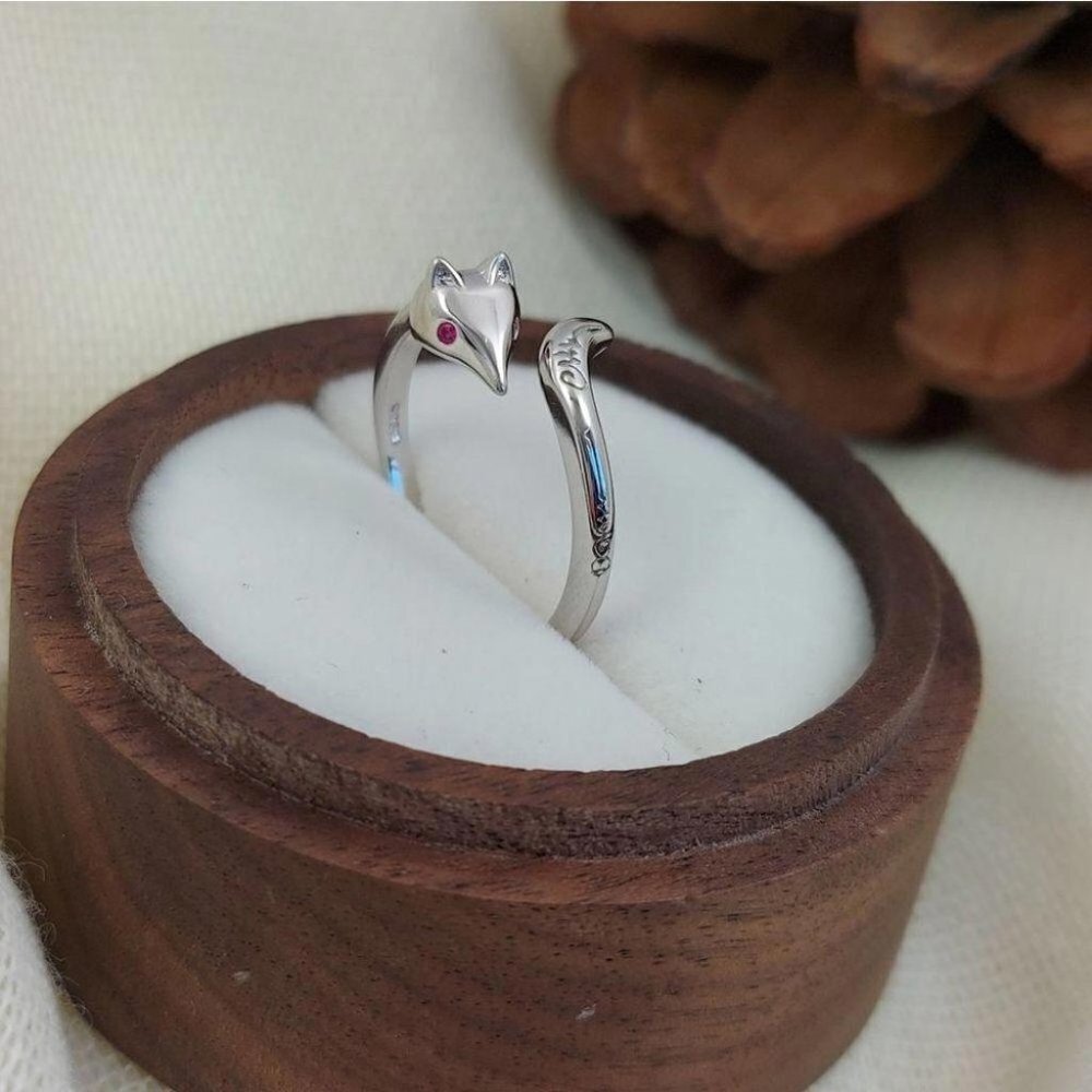 925 Sterling Silver Fox Ring